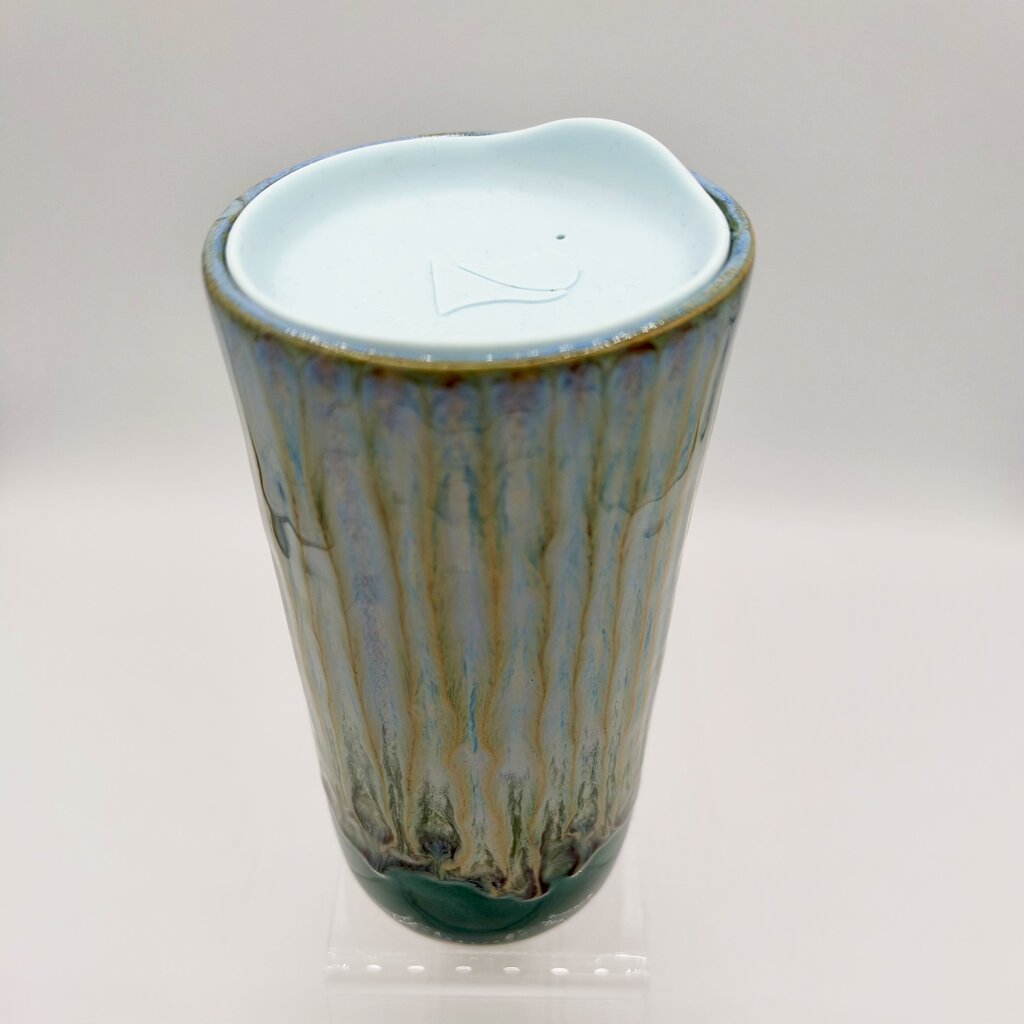 Travel Tumbler w/lid- Green/Light blue Ice