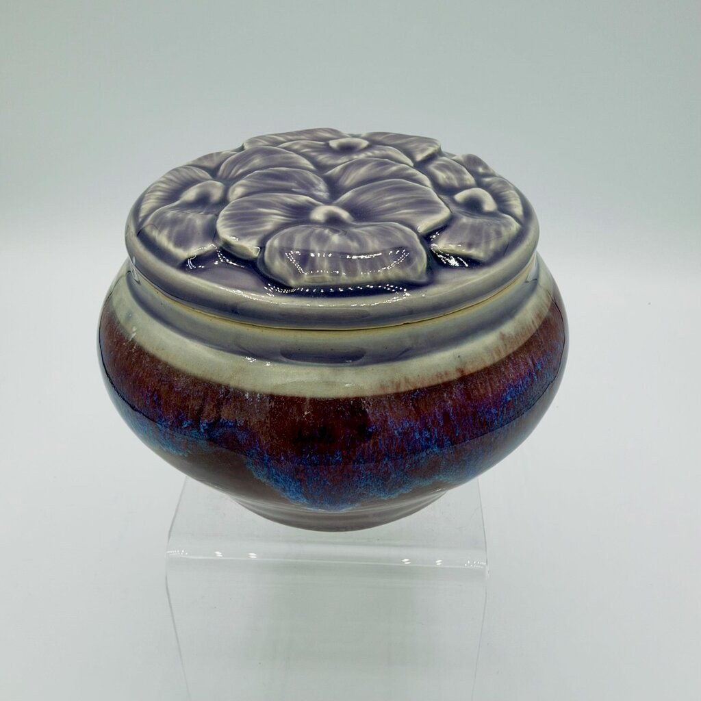 Hand Carved Pansy Jar