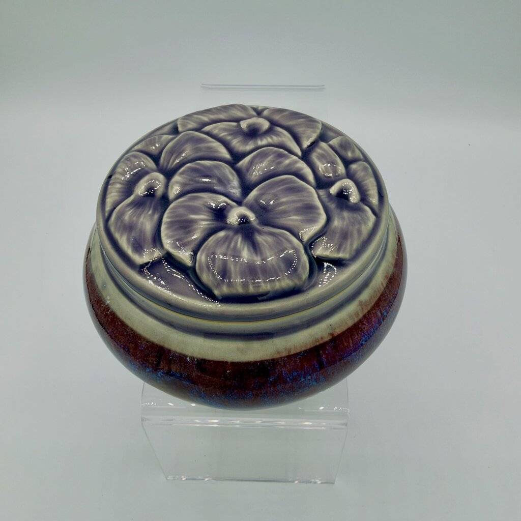 Hand Carved Pansy Jar