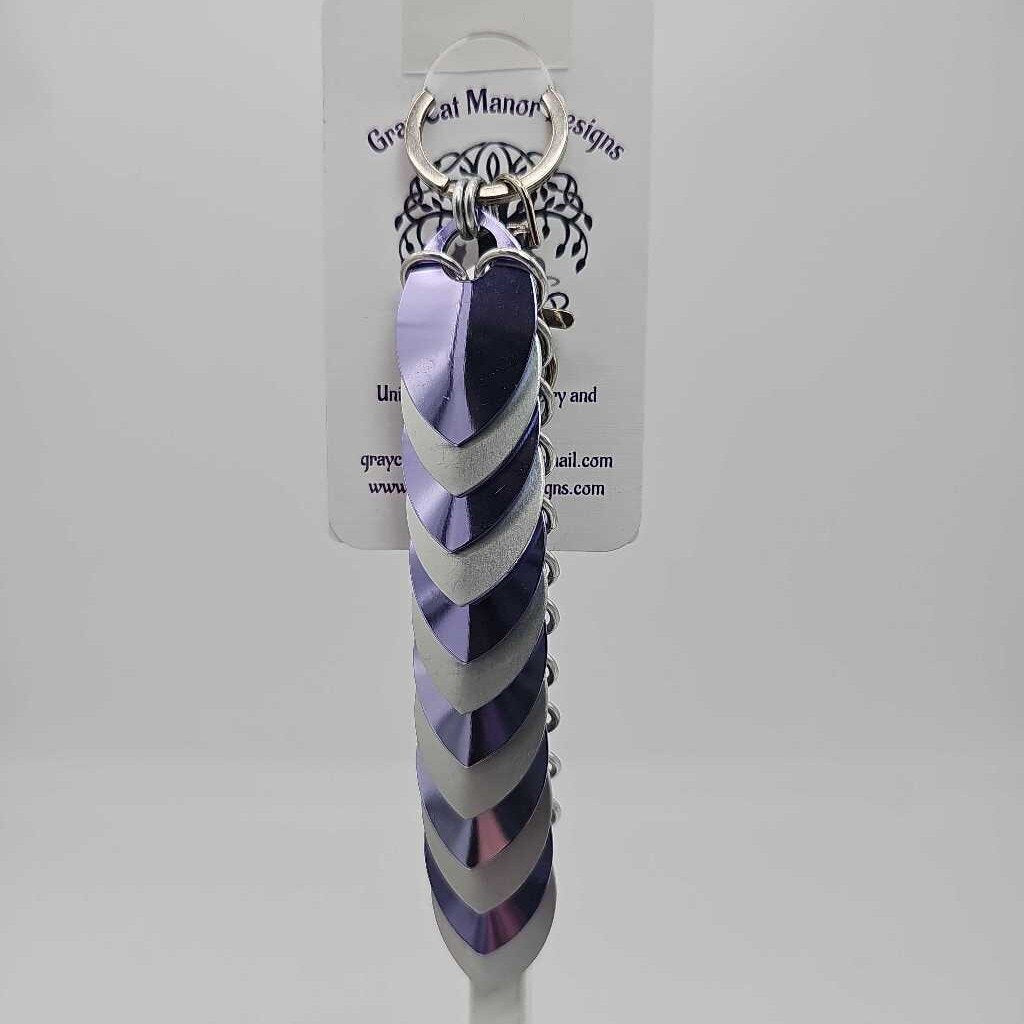 Silver Lavender Dragon Scale Fidget Keychain Long