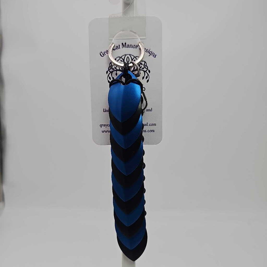 Black, Blue Dragon Scale Fidget Keychain Long