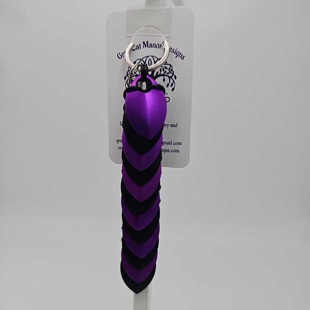 Black, Purple Dragon Scale Fidget Keychain Long