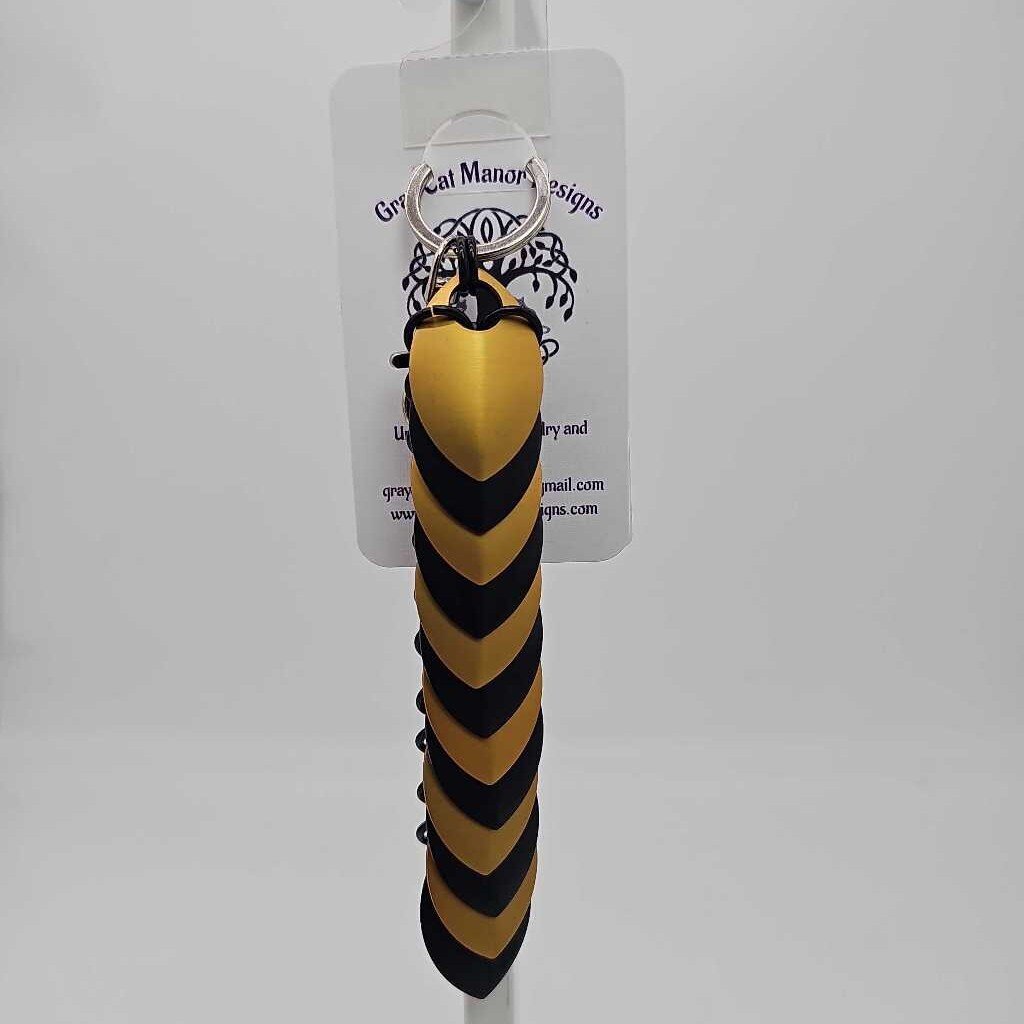 Black, Gold Dragon Scale Fidget Keychain Long