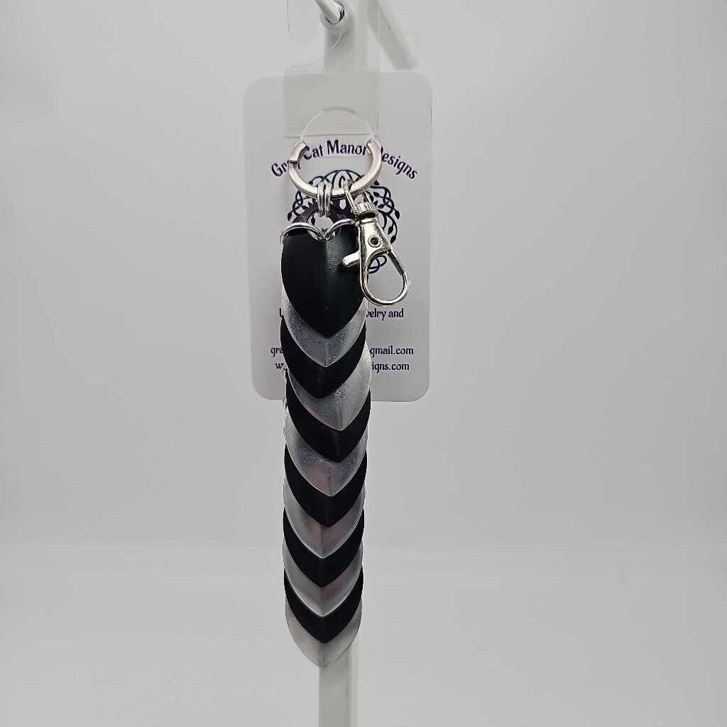 Silver, Black Dragon Scale Fidget Keychain Long