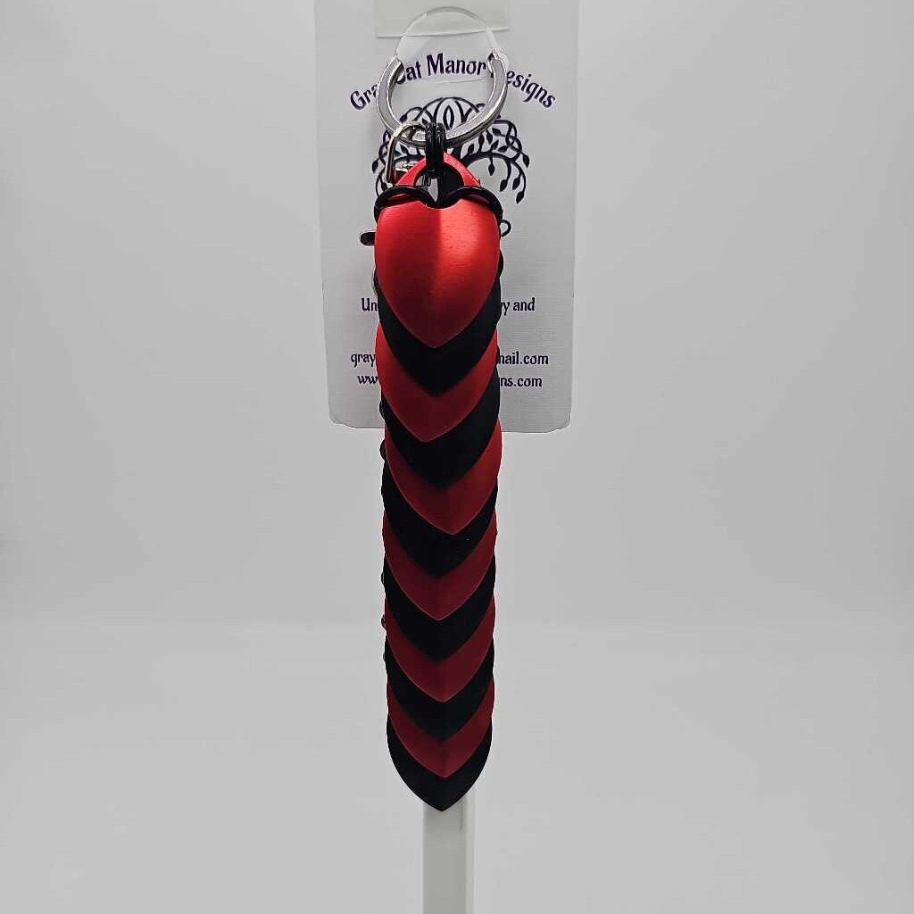 Black, Red Dragon Scale Fidget Keychain Long