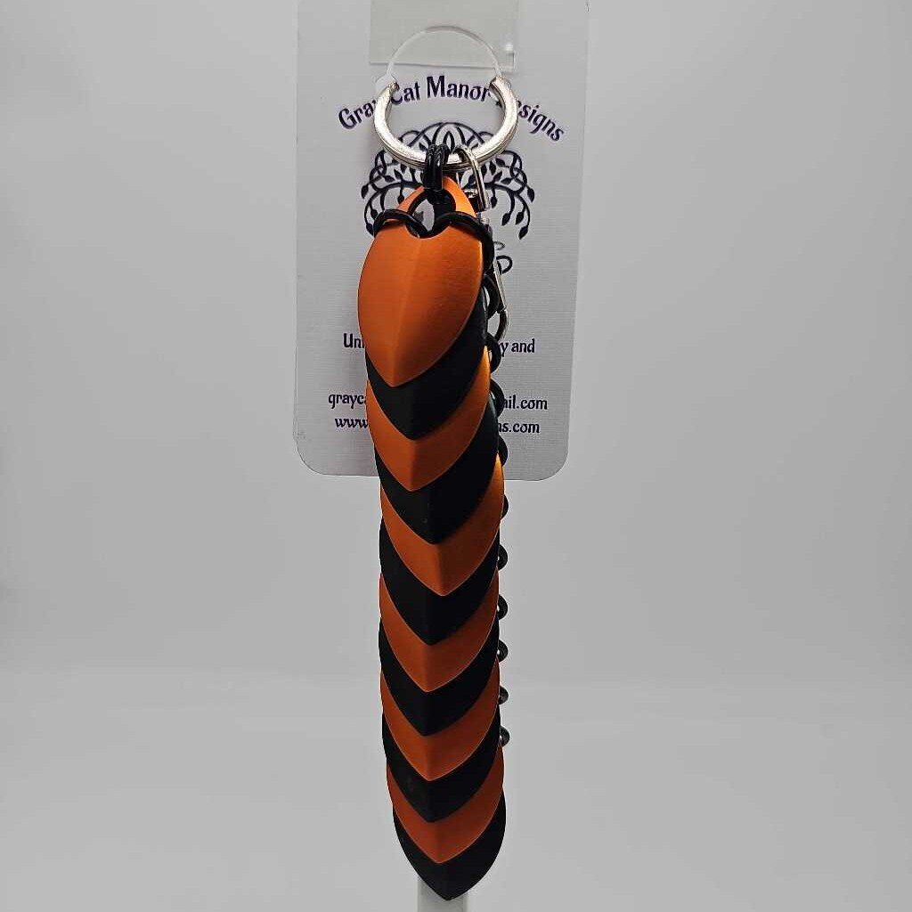 Black, Orange Dragon Scale Fidget Keychain Long