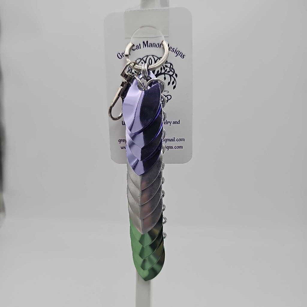 Genderqueer Dragon Scale Fidget Keychain Long