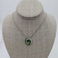 Silver, Light Green, Green Mobius Necklace, 24 inch Stainless Steel Chain