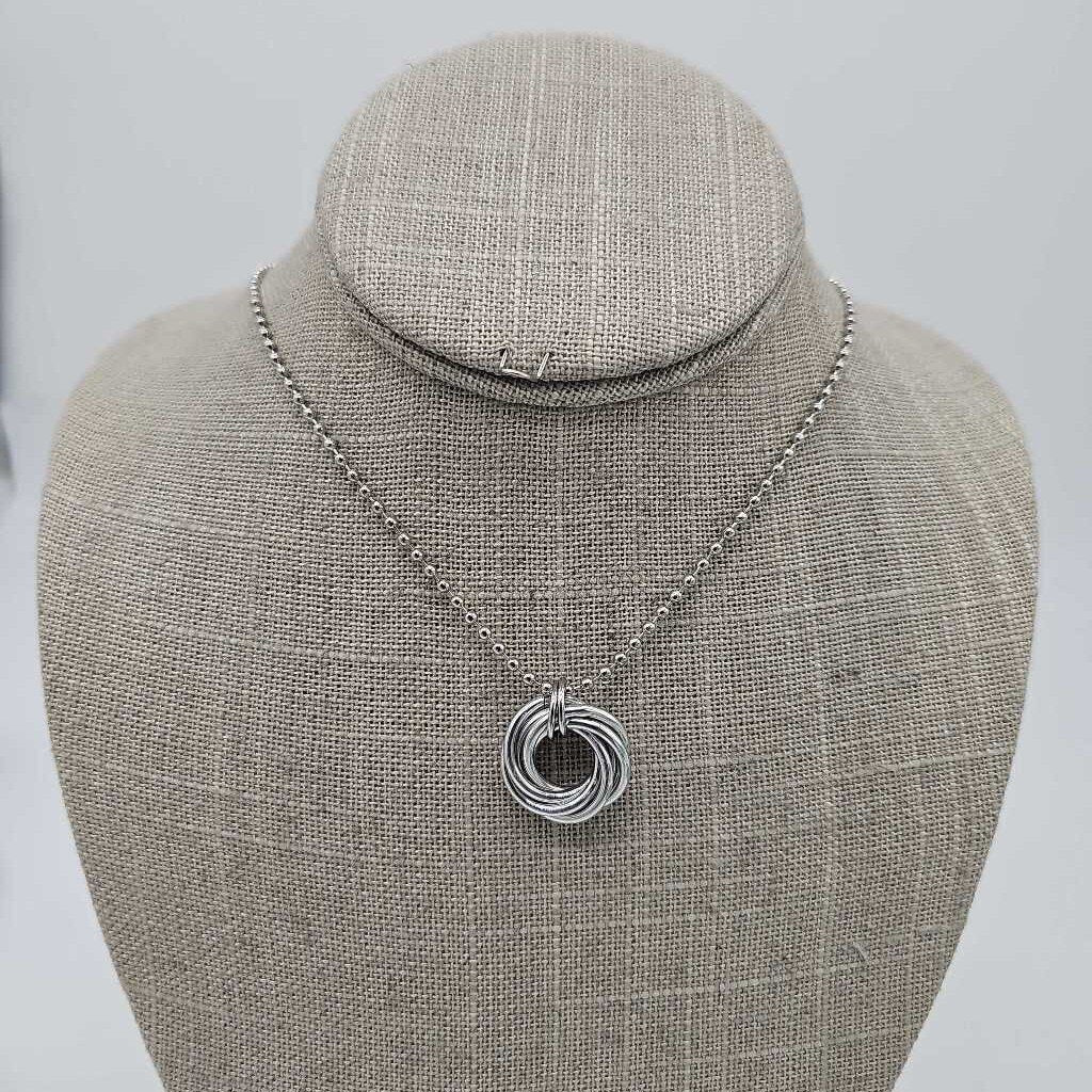 Silver Mobius Necklace, 24 inch Stainless Steel Chain