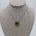 Gold, Light Green, Green Mobius Necklace, 24 inch Stainless Steel Chain