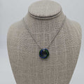Green, Purple, Mobius Necklace, 24 inch Stainless Steel Chain