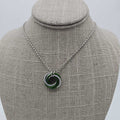 Silver, Green Mobius Necklace, 24 inch Stainless Steel Chain