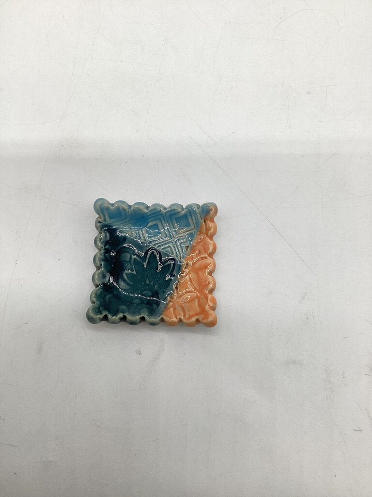 Orange and Blue Ceramic Spoonrest
