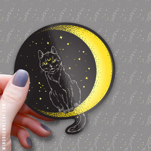 Sticker - Cat On Crescent Moon 3/$10