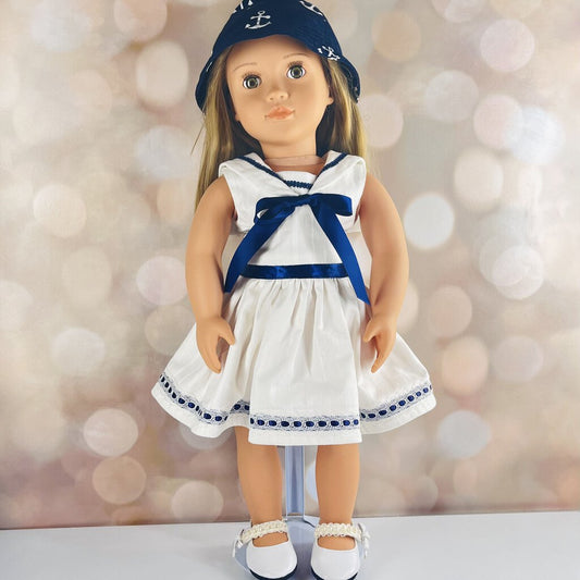 SAILORS DRESS W HAT AND SHOES JEANETTES 18 INCH DOLL BEDDING AND CLOTHING