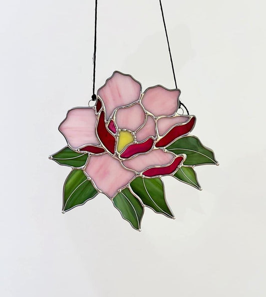 Pink Peony Stained Glass