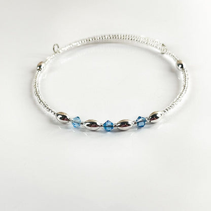 B MARCH BIRTHSTONE MEMORYWIRE BRACELET