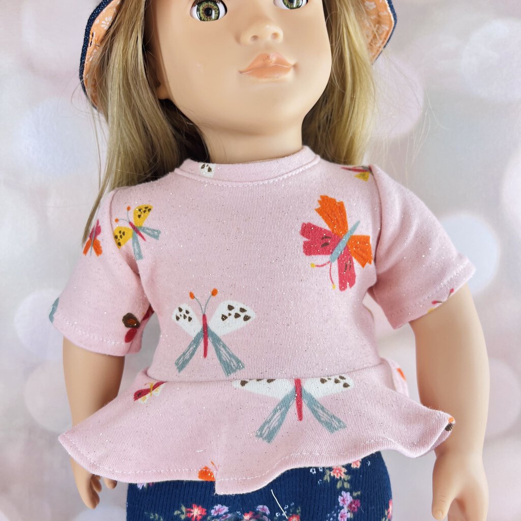 BUTTERFLY SKIRT TOP ETUCCI JEANETTES 18 INCH DOLL BEDDING AND CLOTHING