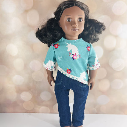 Jeans and Unicorn Top Set