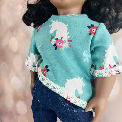 Jeans and Unicorn Top Set