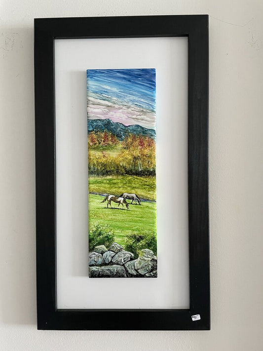 4X12 SUGARHILL W/ HORSES TILE MOUNTEDFRAMED JUST4FUNDESIGNS