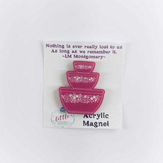 Acrylic Magnet - Pink Flower Bowls